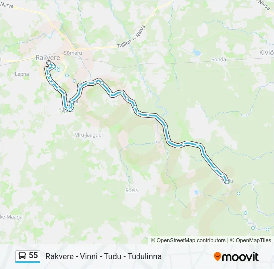 Автобус 55: карта маршрута