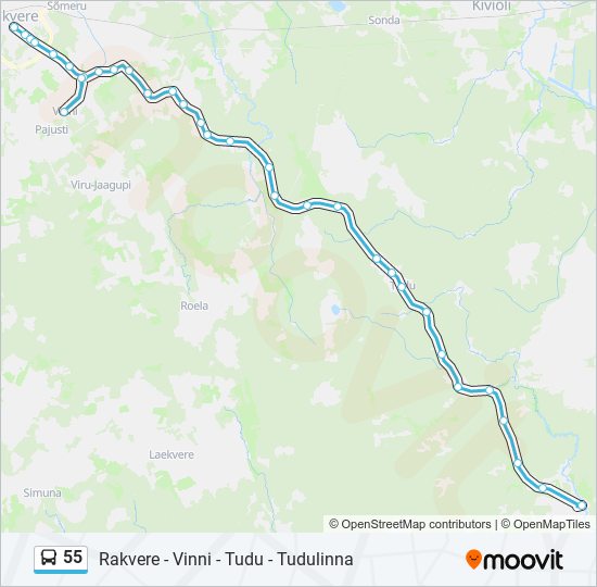 55 bus Line Map