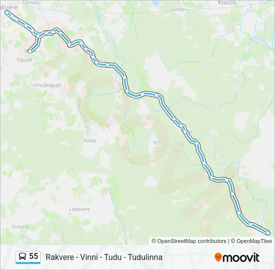 Автобус 55: карта маршрута