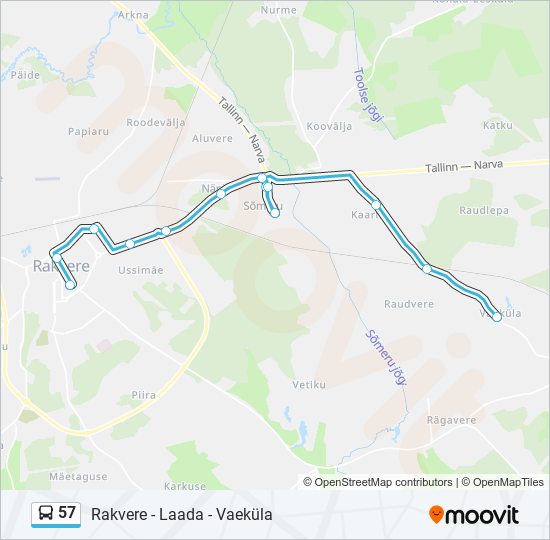 57 bus Line Map