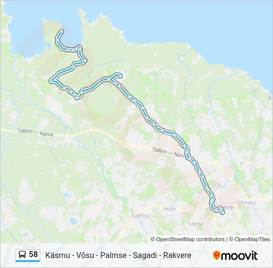 Автобус 58: карта маршрута