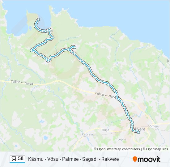 58 bus Line Map