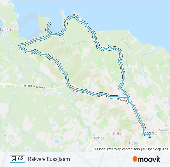 62 bus Line Map