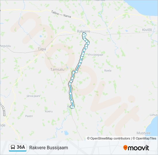 Автобус 36A: карта маршрута