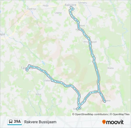 Автобус 39A: карта маршрута