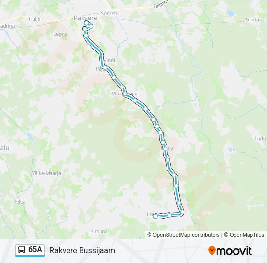 Автобус 65A: карта маршрута