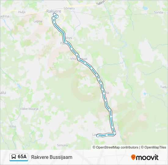 Автобус 65A: карта маршрута