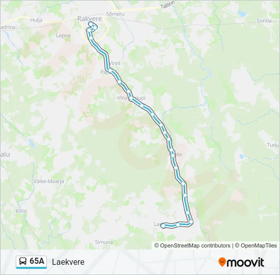 Автобус 65A: карта маршрута