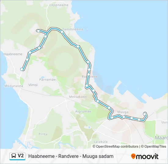 Автобус V2: карта маршрута