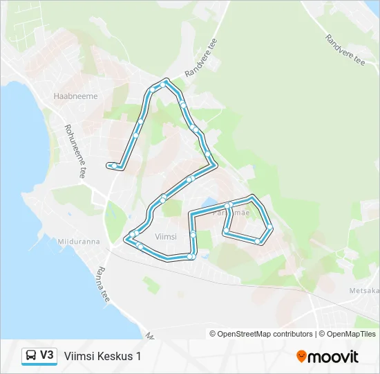 Автобус V3: карта маршрута