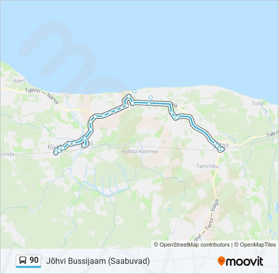 Автобус 90: карта маршрута