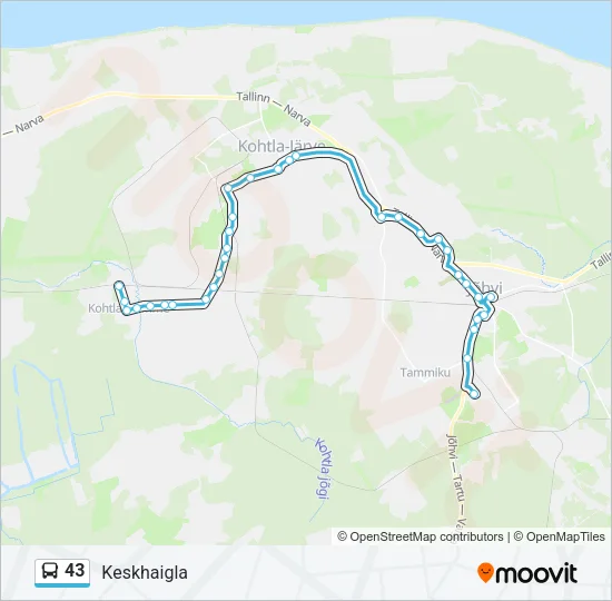 Автобус 43: карта маршрута
