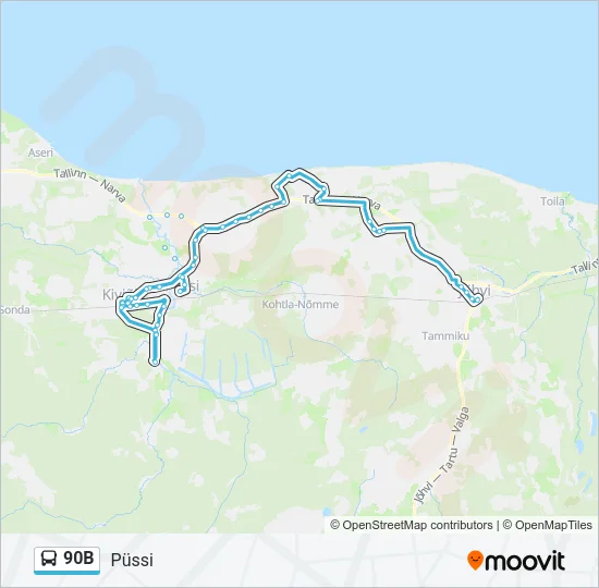 90B Bus Line Map