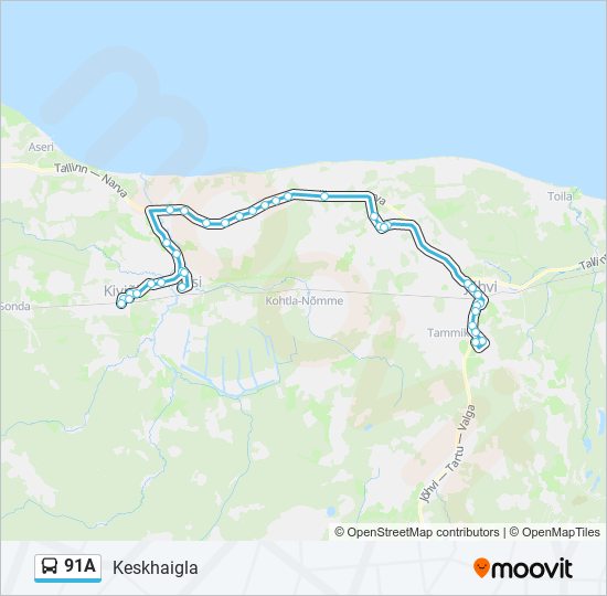 Автобус 91A: карта маршрута