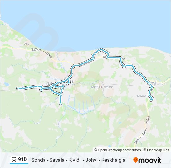 Автобус 91D: карта маршрута