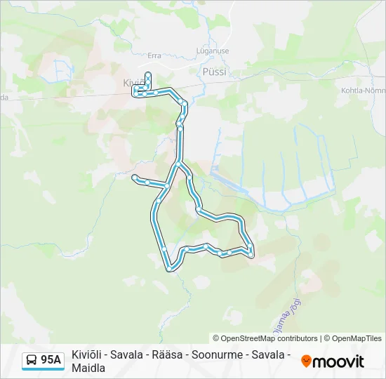 Автобус 95A: карта маршрута