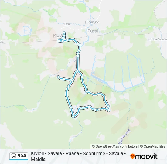 Автобус 95A: карта маршрута