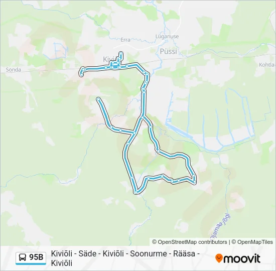 Автобус 95B: карта маршрута