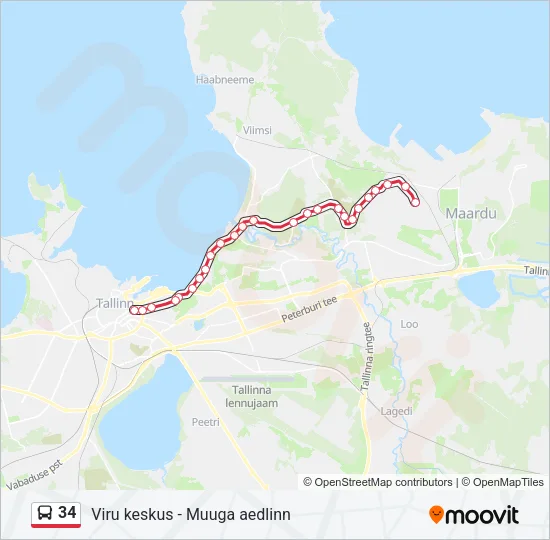 34 Bus Line Map