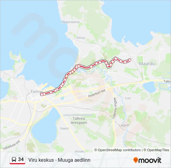 34 Bus Line Map