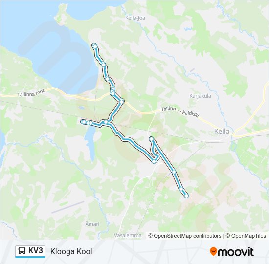 Автобус KV3: карта маршрута