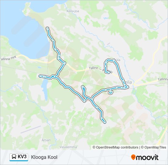 Автобус KV3: карта маршрута
