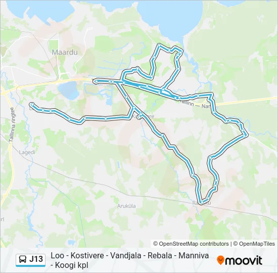J13 Bus Line Map