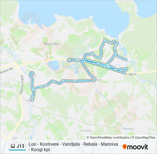 J13 Bus Line Map