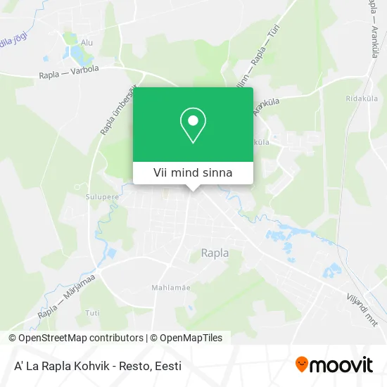 A' La Rapla Kohvik - Resto kaart