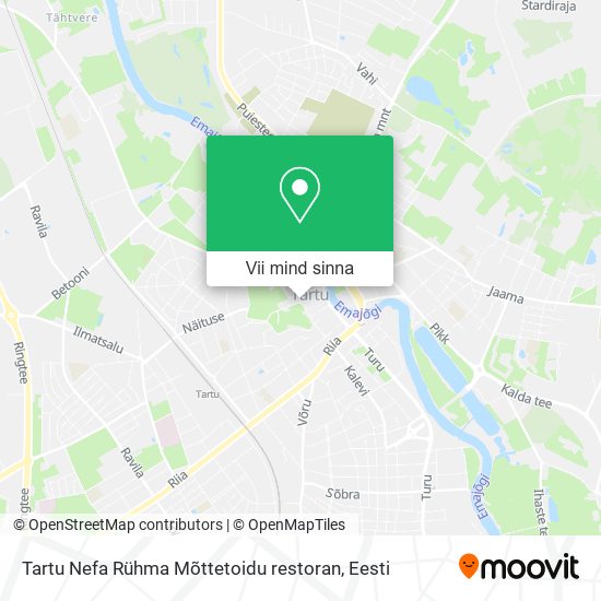 Tartu Nefa Rühma Mõttetoidu restoran kaart