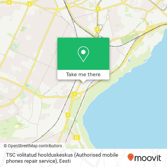 TSC volitatud hoolduskeskus (Authorised mobile phones repair service) kaart