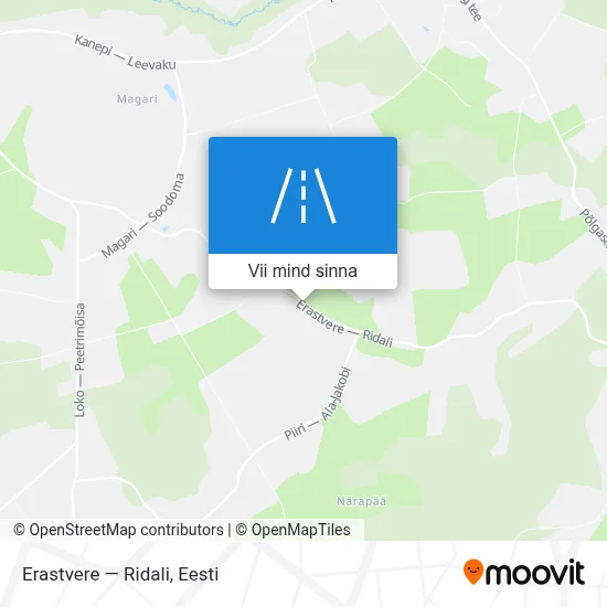 Erastvere — Ridali kaart