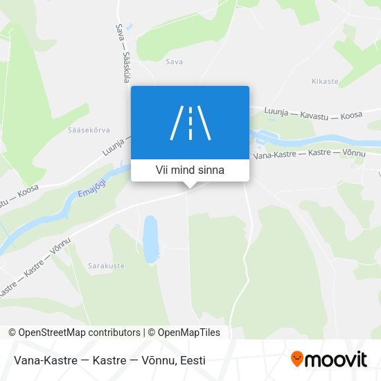 Vana-Kastre — Kastre — Võnnu kaart