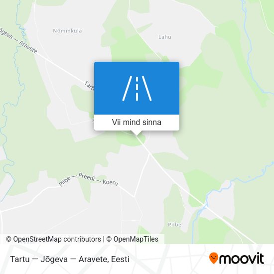 Tartu — Jõgeva — Aravete kaart