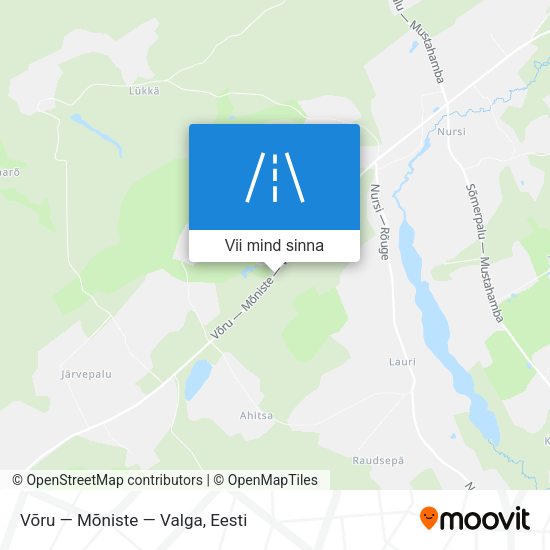 Võru — Mõniste — Valga kaart