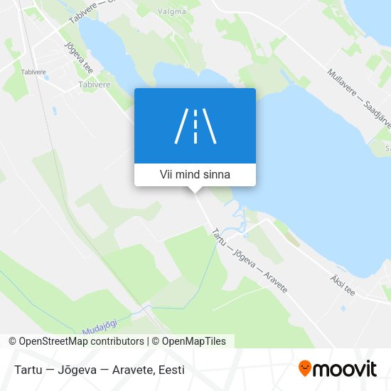 Tartu — Jõgeva — Aravete kaart