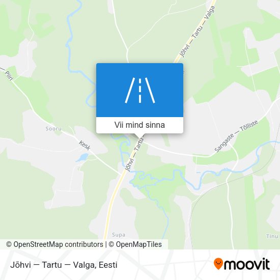 Jõhvi — Tartu — Valga kaart