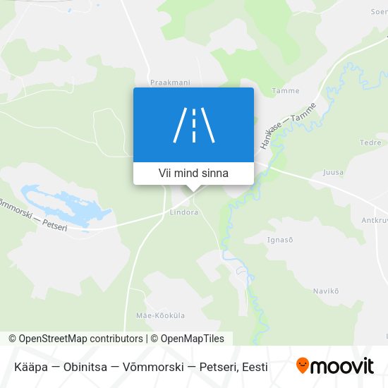 Kääpa — Obinitsa — Võmmorski — Petseri kaart
