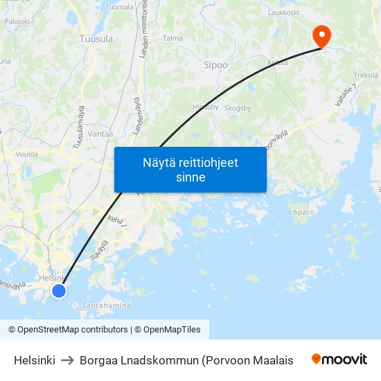 Helsinki to Helsinki map