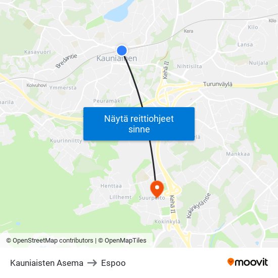Kauniaisten Asema to Espoo map