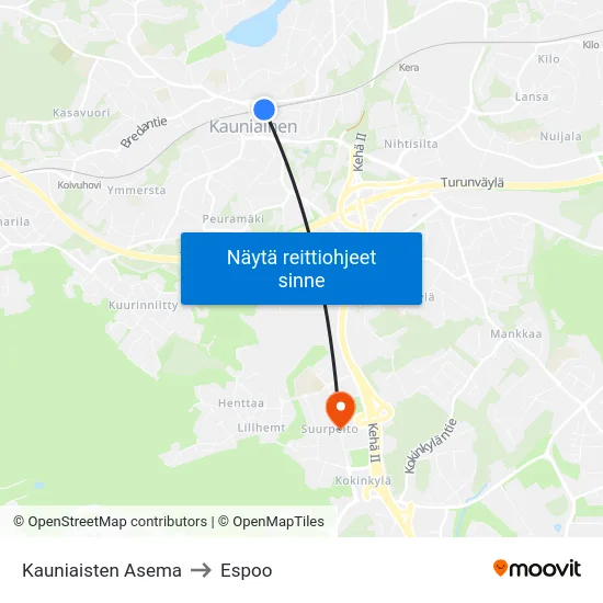 Kauniaisten Asema to Espoo map