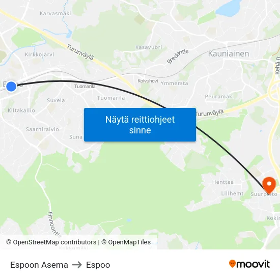 Espoon Asema to Espoo map