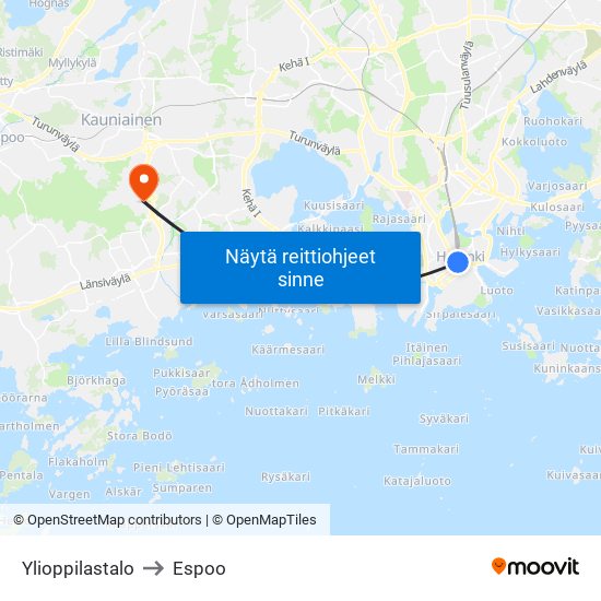 Ylioppilastalo to Espoo map