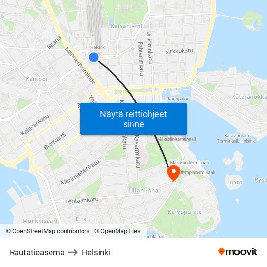 Rautatieasema to Helsinki map