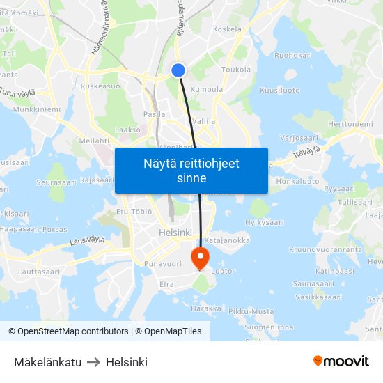 Mäkelänkatu to Helsinki map