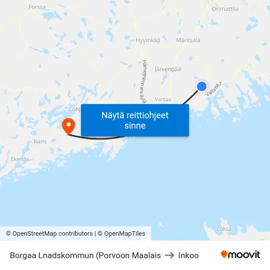 Borgaa Lnadskommun (Porvoon Maalais to Inkoo map