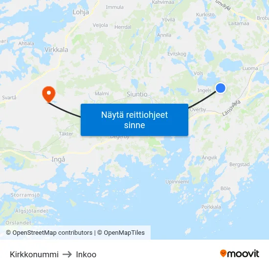Kirkkonummi to Inkoo map