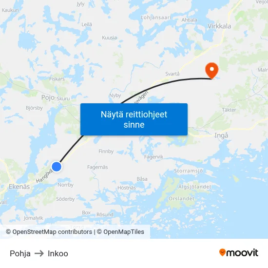 Pohja to Inkoo map