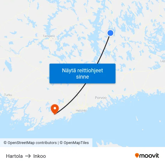 Hartola to Inkoo map