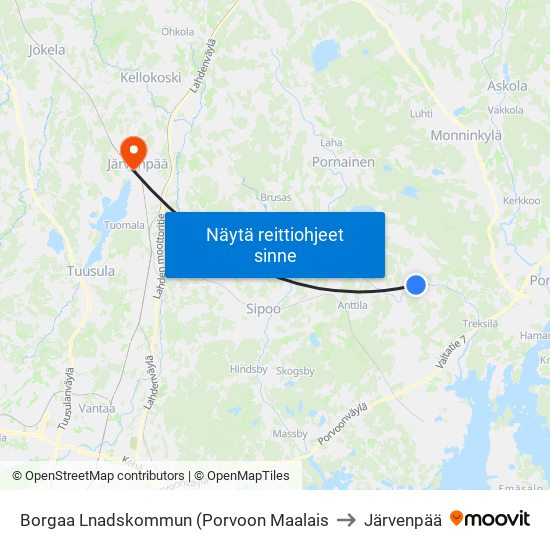 Borgaa Lnadskommun (Porvoon Maalais to Järvenpää map
